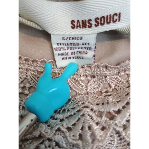 Sans Souci Skirt Womens Small Beige Cream Layered Eyelet Crochet Coquette Mini - Picture 3 of 4